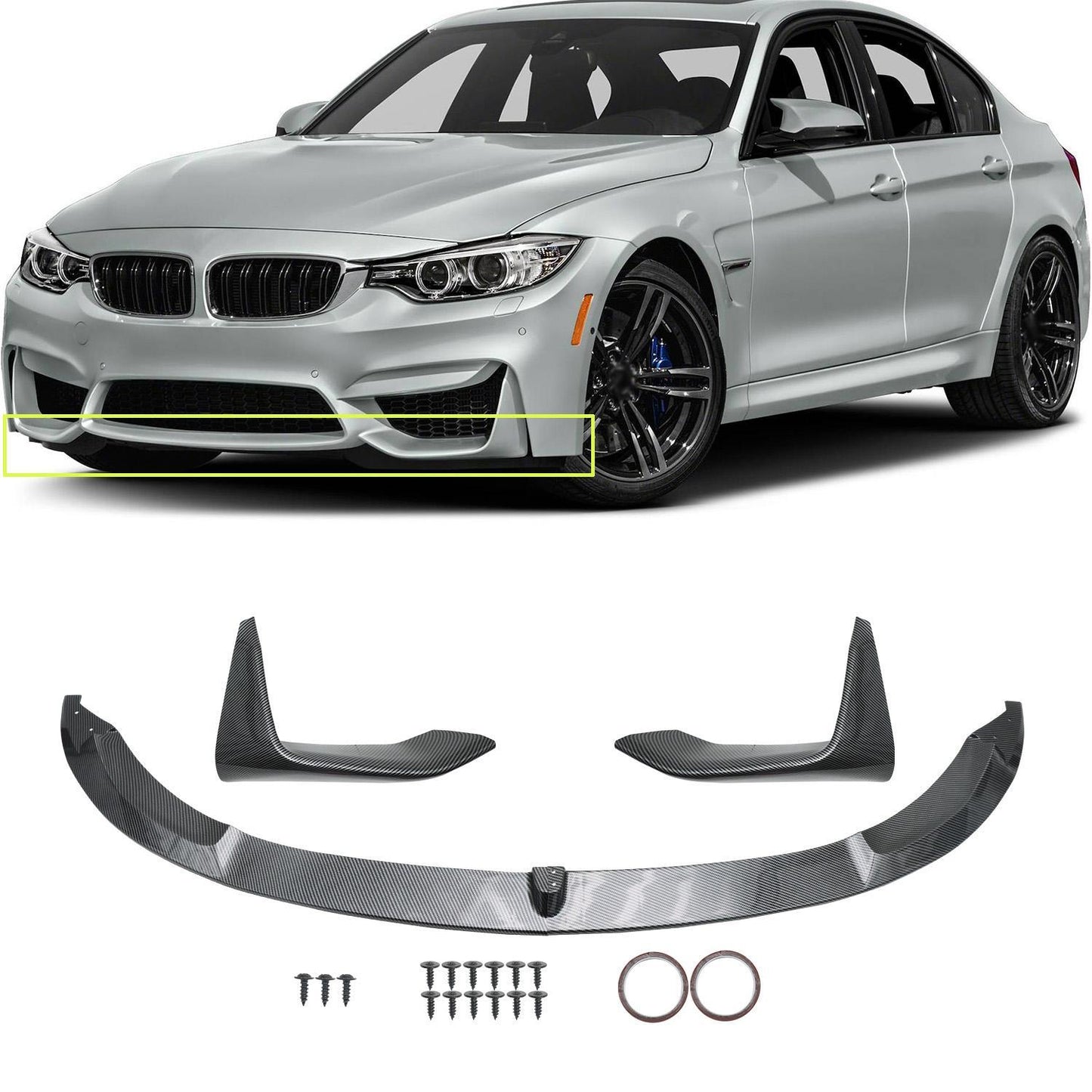For 2015-2020 BMW F80 F82 F83 M3 M4 Front Bumper Lip Splitter Carbon Fiber Style