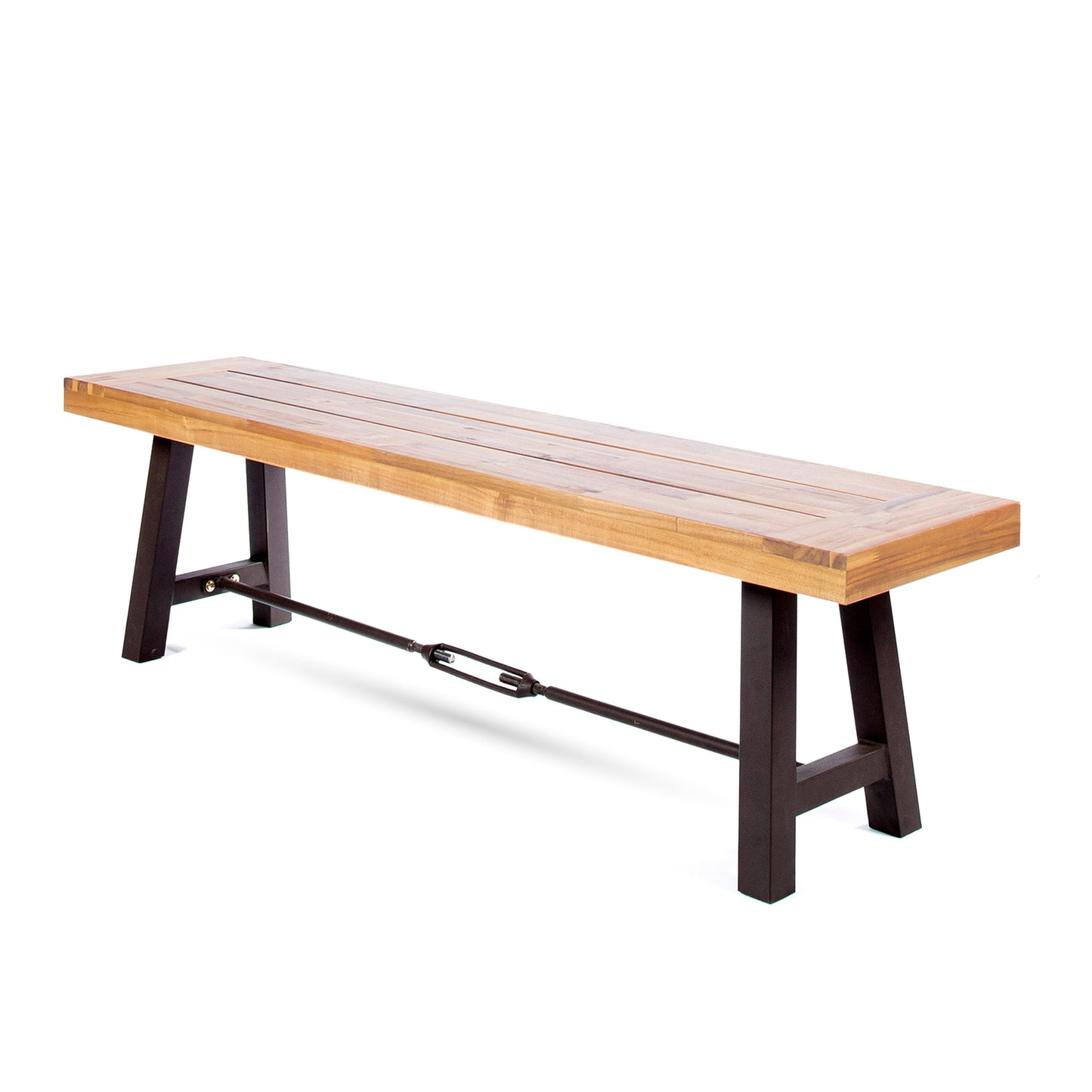 Blossom Acacia Wood Outdoor Bench with Slat Design, Rustic