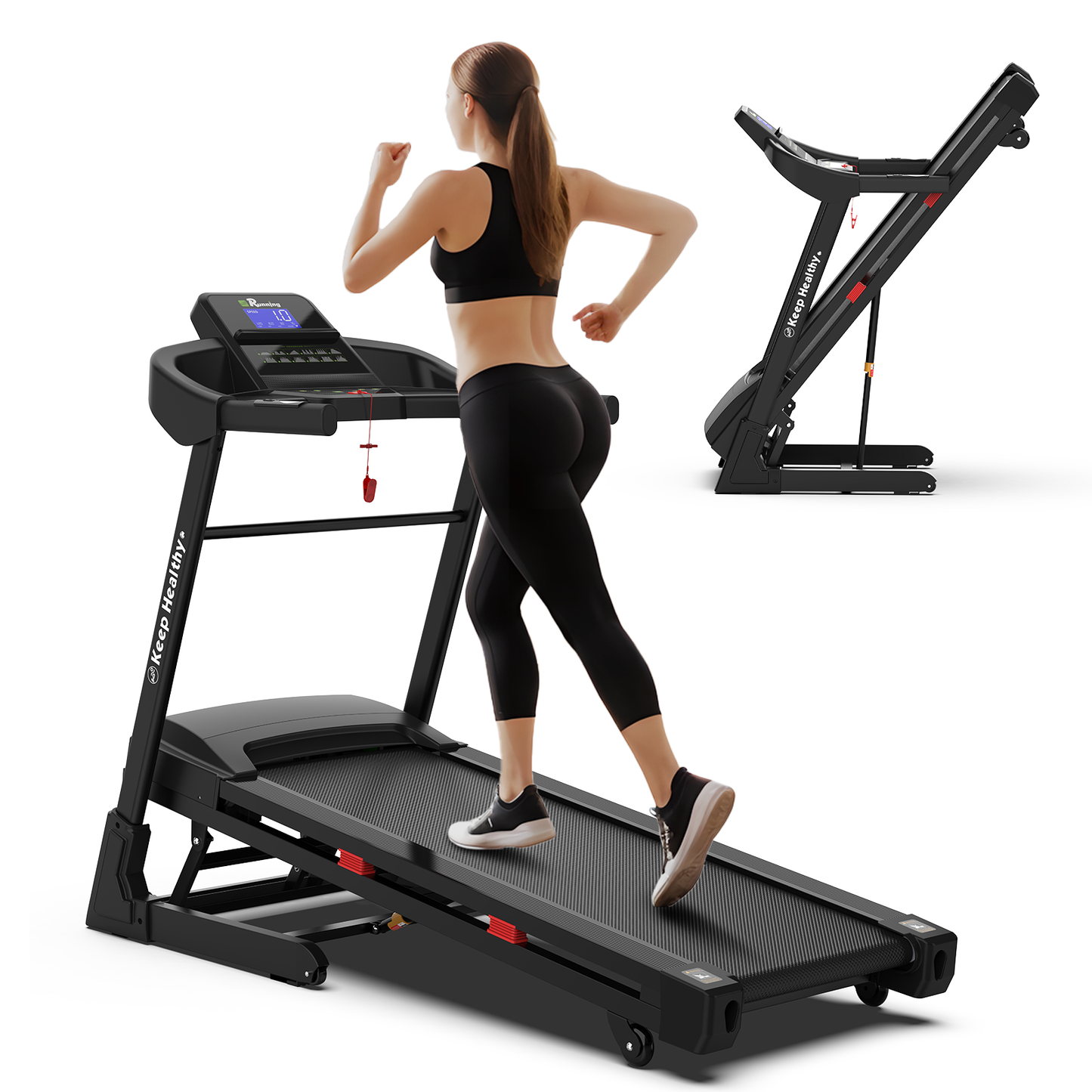 Treadmills for Home, Electric Treadmill with Automatic Incline, Foldable 3.5HP Workout Running Machine Walking, Double Running Board Shock Absorption Pulse Sensor Bluetooth Speaker APP FITSHOW.