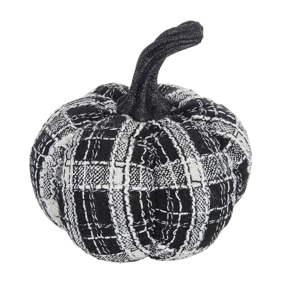 7x7x7' Fabric Light Black White Plaid Pumpkin, for Holiday Halloween Decor