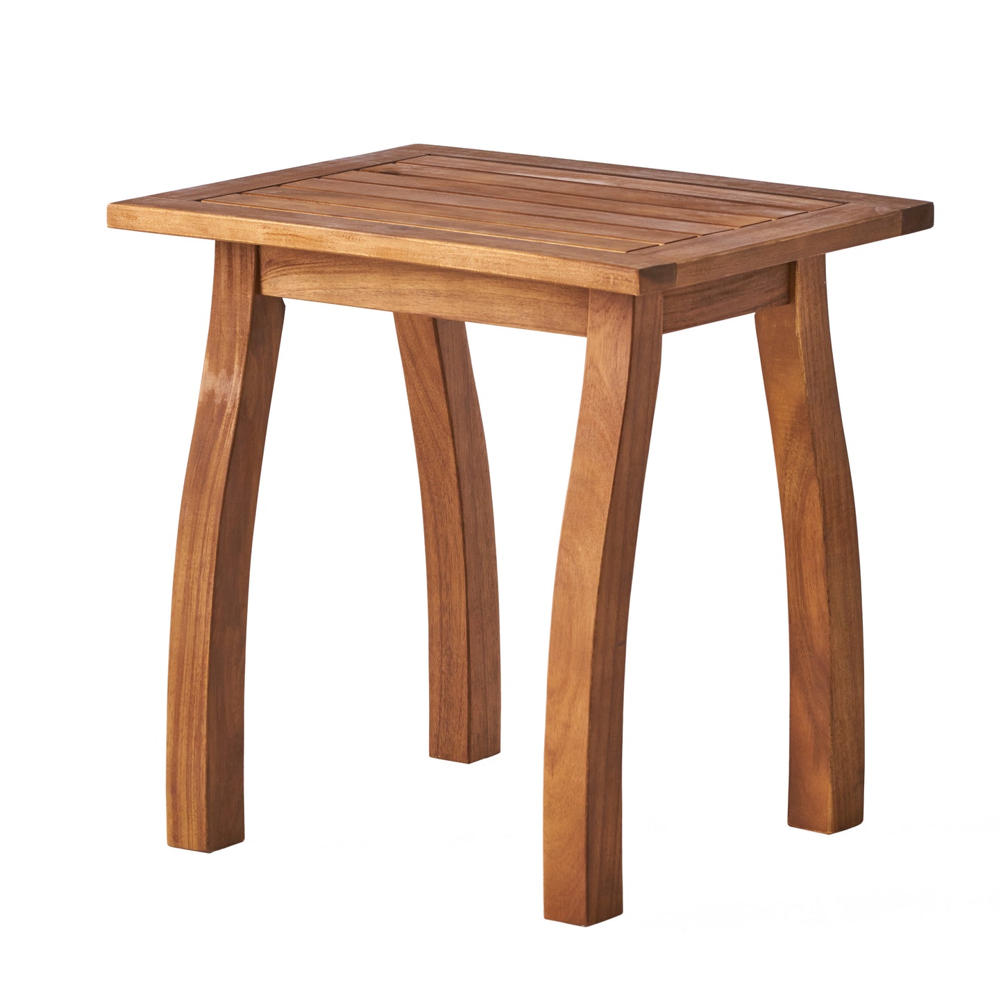 Kinesis Outdoor Side Table with Slatted Top and Wood Frame, Teak