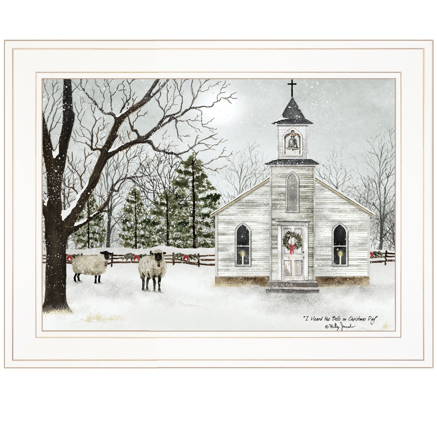'I Heard the Bells on Christmas' By Billy Jacobs, Ready to Hang Framed Print, White Frame