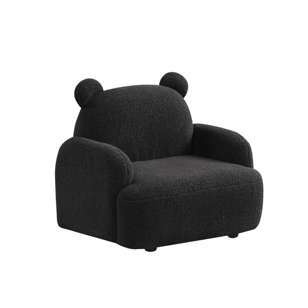 Sherpa Upholstered Bear-Shaped Kids Armchair, Black