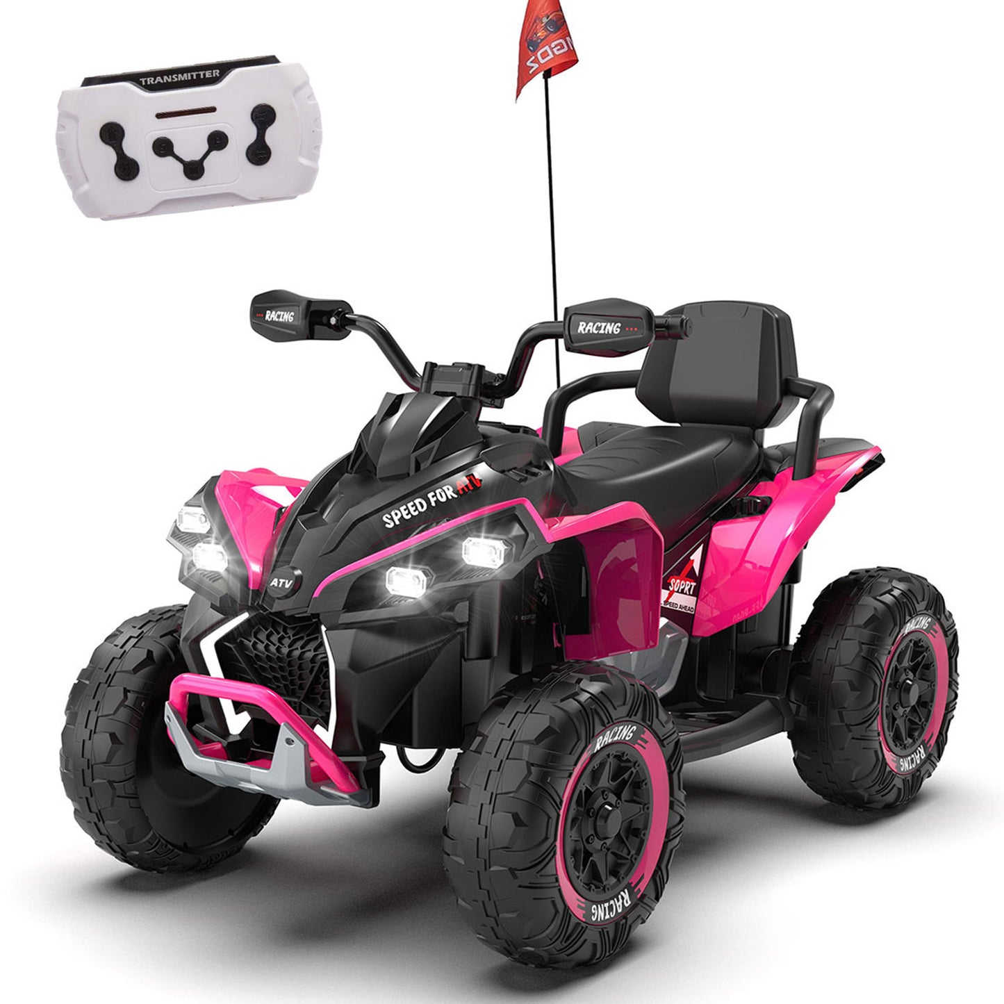 24V Kids Ride On Electric XXXL ATV W/parents Control,Four-wheel shock absorber,English storytelling function,Music,Lights,USB,MP3,Power display,Bluetooth,speeds of 1.24-3.73MPH For Kids Aged 3-12.