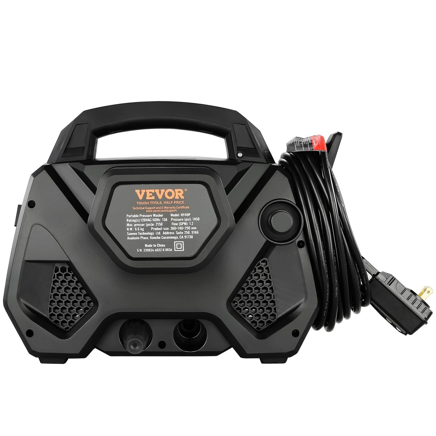 Electric Pressure Washer, 2150-PSI 1.85-GPM, Foam Cannon High-Pressure with 5 Different Nozzle, 20ft Hose/35ft Cord Lightweight Washer, Portable Cleans Cars/Fences/Patios/Furniture/Floor/Window