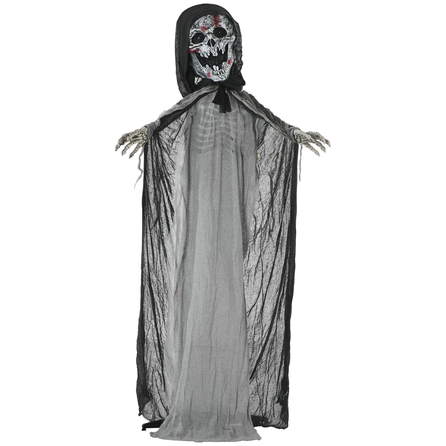 Outsunny 74' Life Size Outdoor Halloween Decorations Skeleton Witch, Animated Prop Animatronic Decor with Sound and Motion Activated, Light Up Eyes and Chest, Howling and Chain Sound