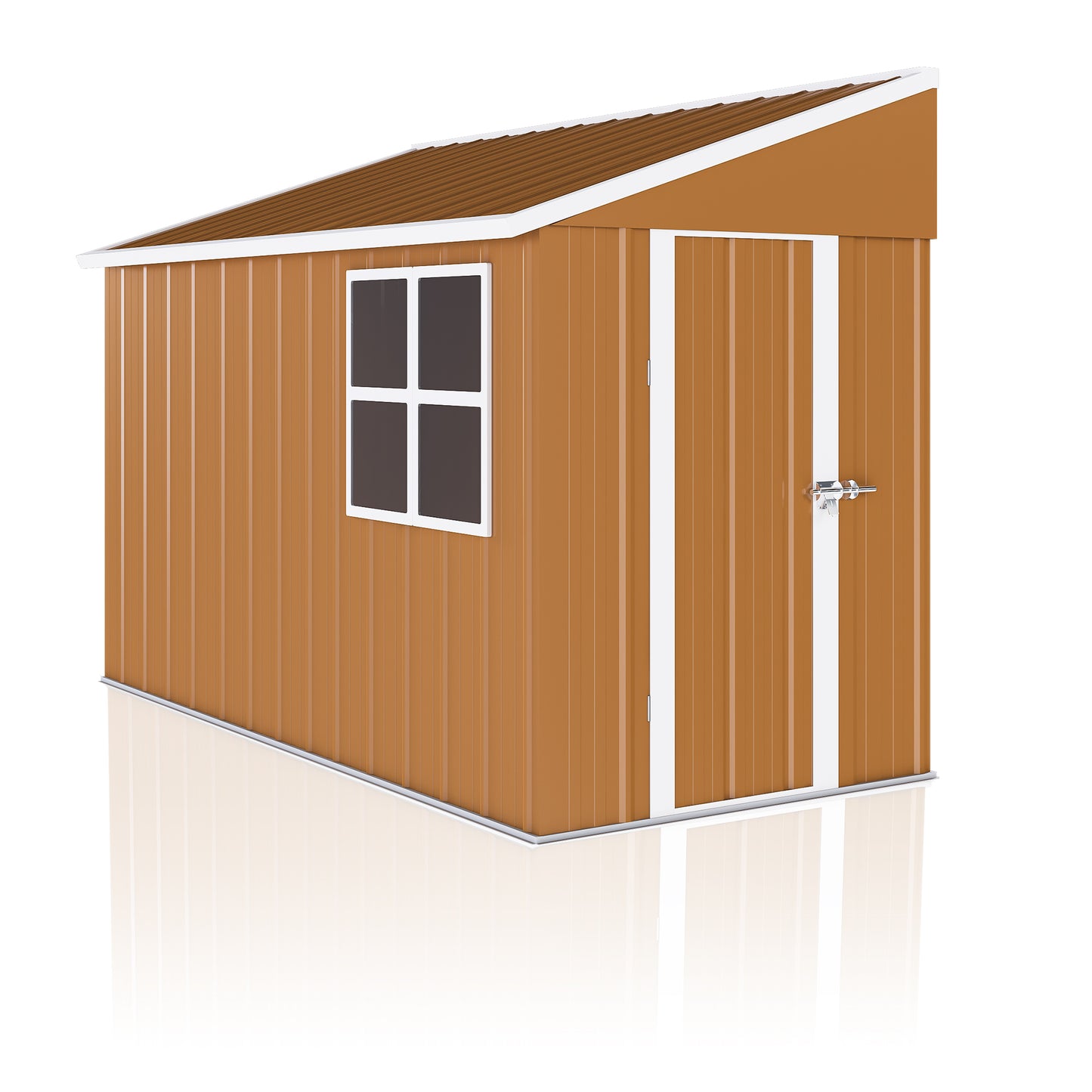 Heavy-Duty Metal Storage Shed with Double Doors and Ventilation - Weatherproof Outdoor Garden Shed, Brown Iron, 8x4 FT