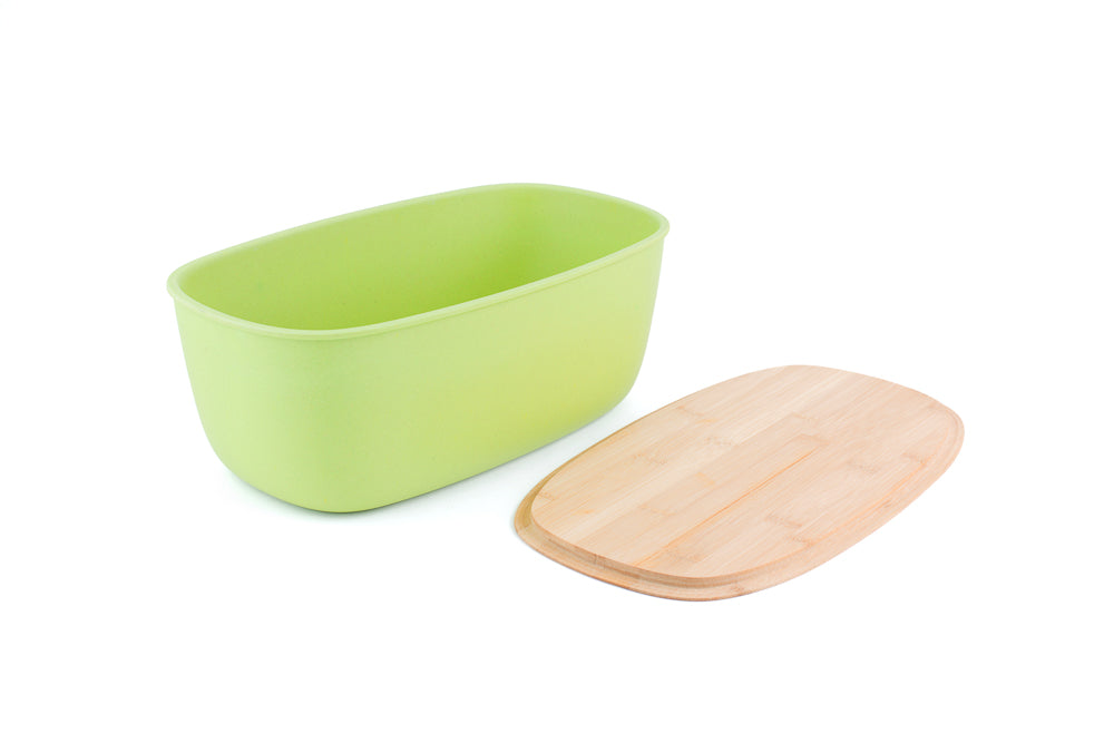 Bamboo Fiber Large Bread Bin With Reversible Lid -Green Bin