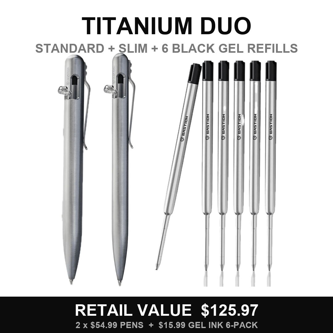 Titanium Duo - Standard + Slim + Black Gel Ink Refill 6-Pack