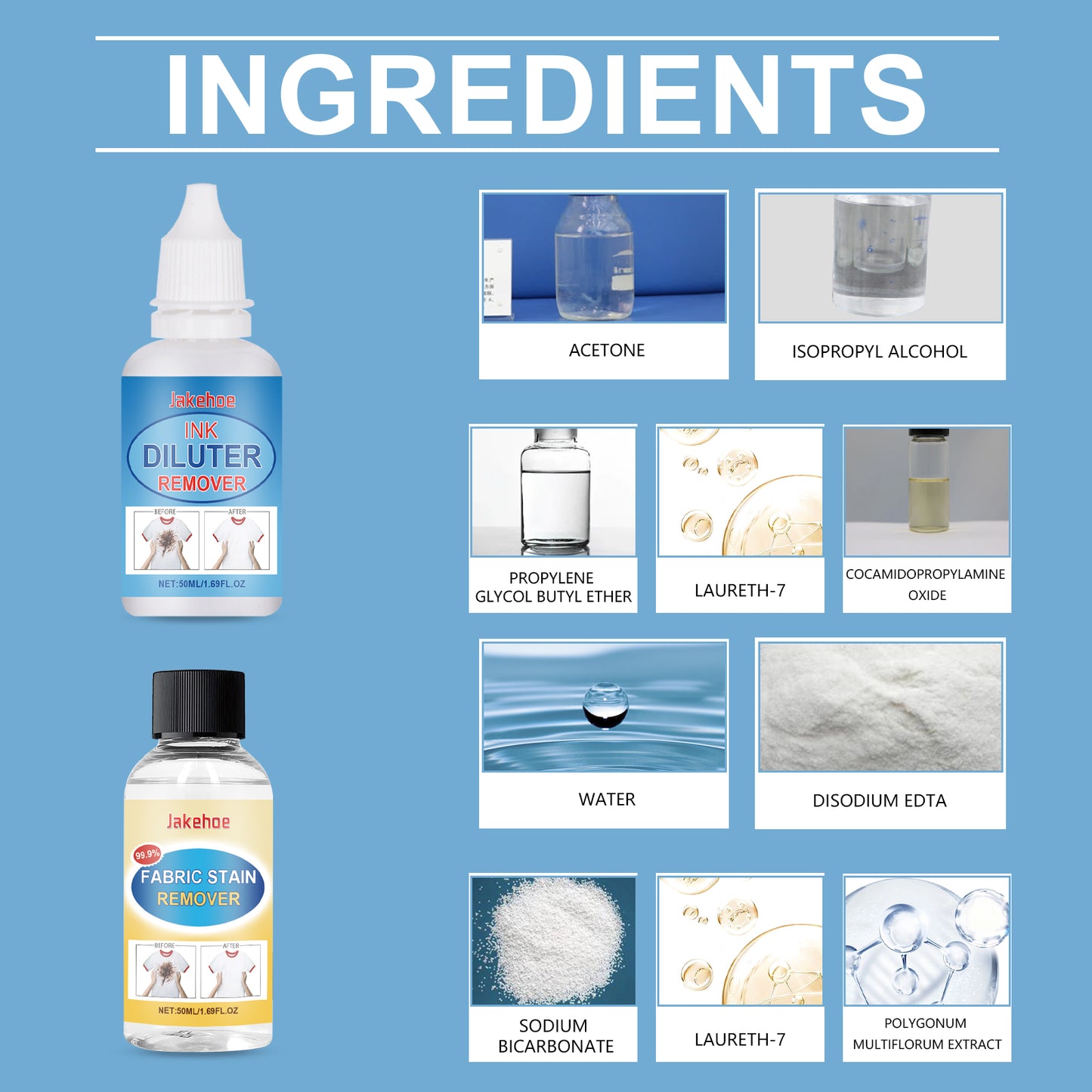 Jakehoe All-In-One Fabric Stain Remover Protects Clothes, Cleans Oil Stains, Gently Cleans Stains And Protects Color