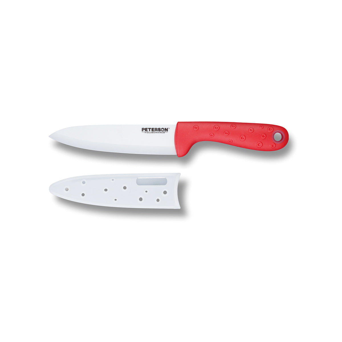 CERAMIC KNIFE: Red Soft Touch Handle; White Ceramic Blade ... 3" Blade