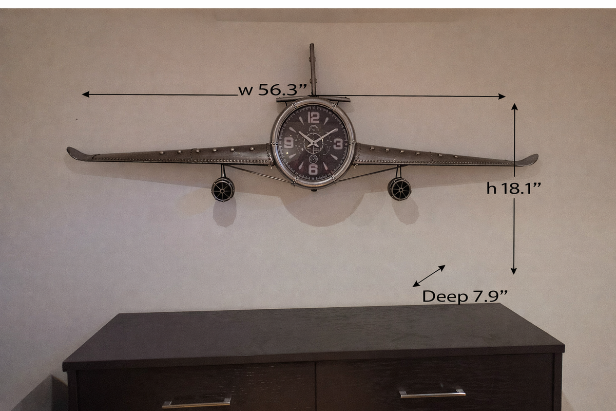 Wall Clock - Metal Medium Vintage Fighter Jet Wall Clock