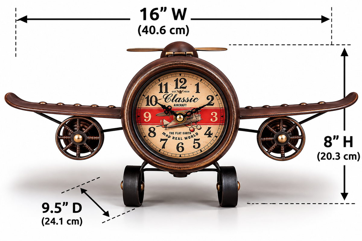 Table Clock - Rustic Vintage Airplane Table Clock