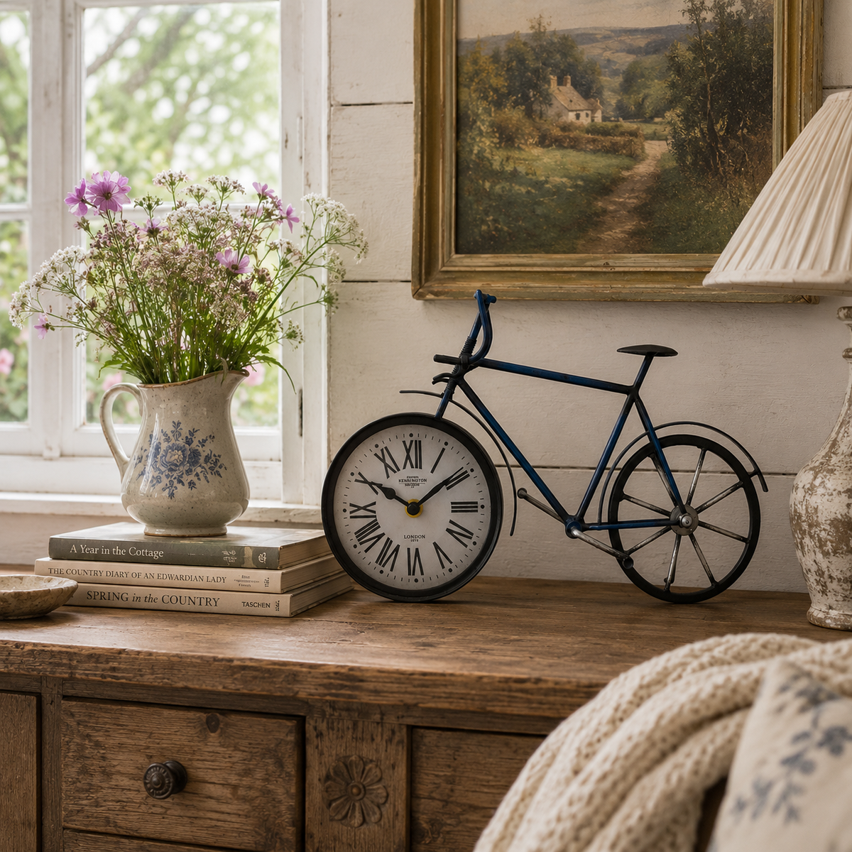 Wall/Table Clock - Roman Numbers Bike Table Clock