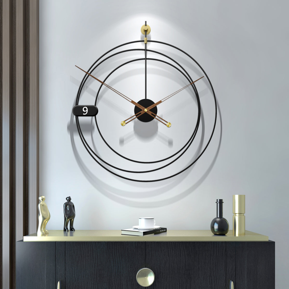 Iron Home Decoration Modern Design Mounted Wall Clock