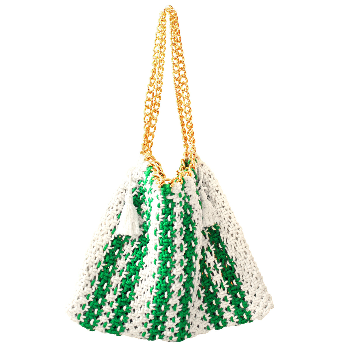 COLETTE Macrame Beach Bag in Green X Off-White