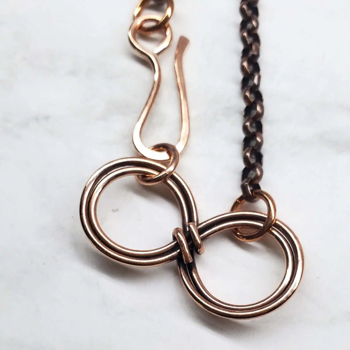 Wire Sculpted Copper Double Infinity Chain Bracelet