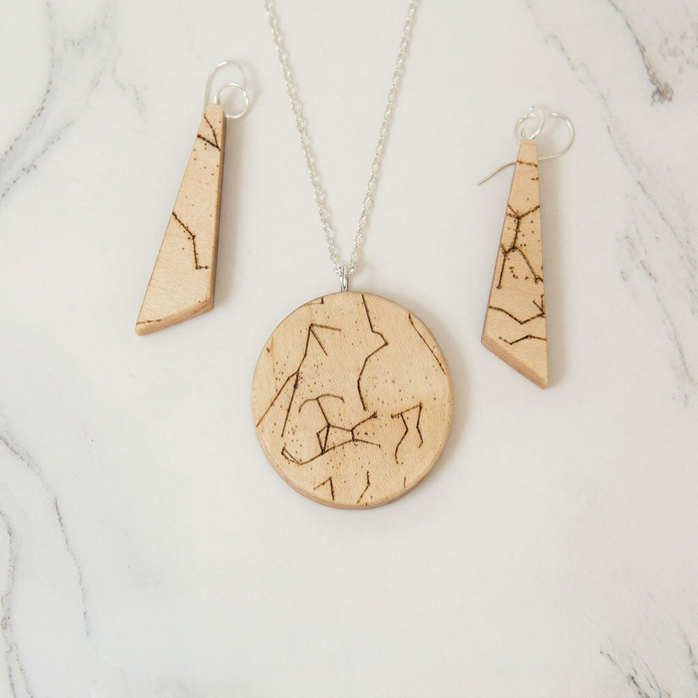 Personalized Star-Chart Olivewood Necklace