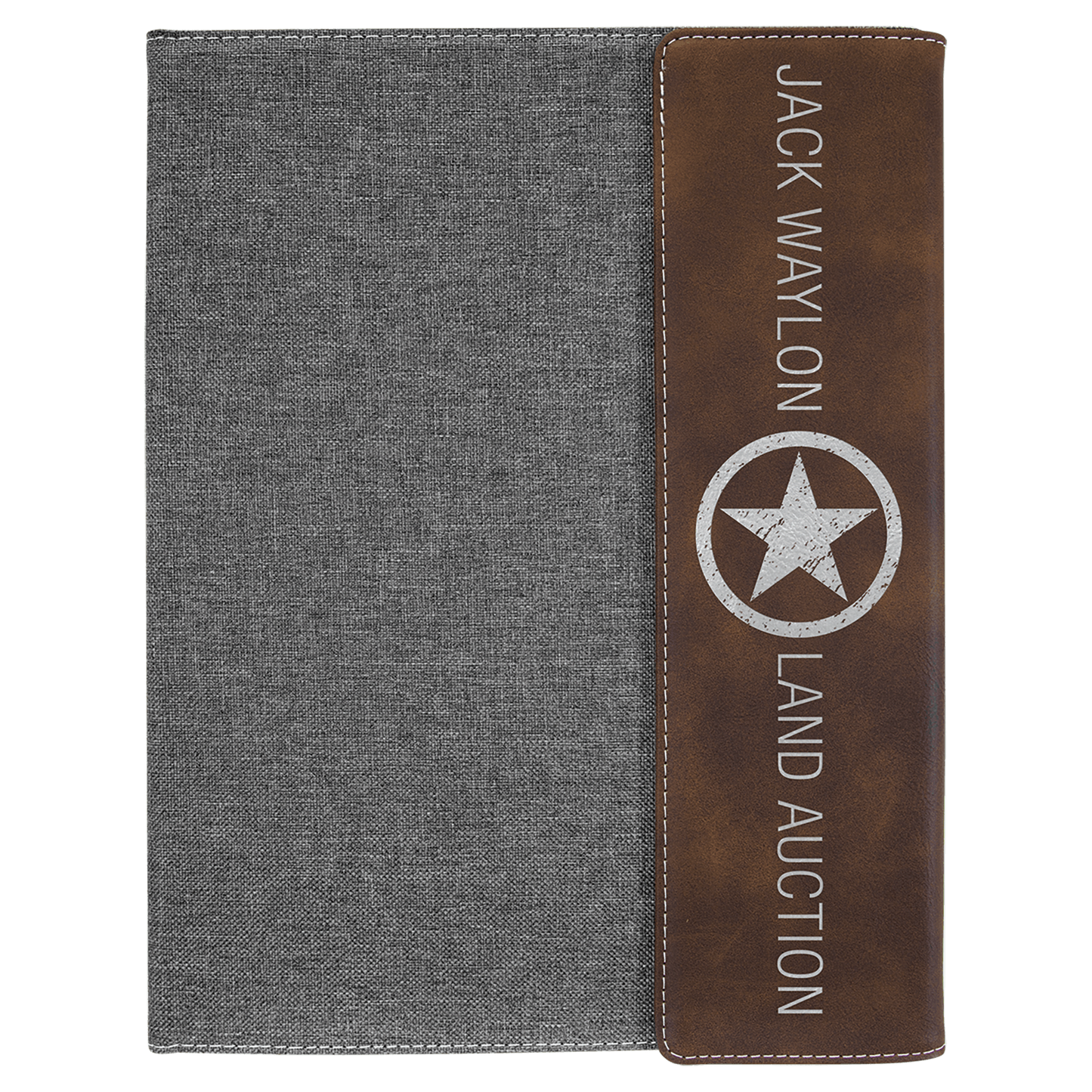 9 1/2" X 12" Laserable Leatherette / Gray Canvas Portfolio With Notepad