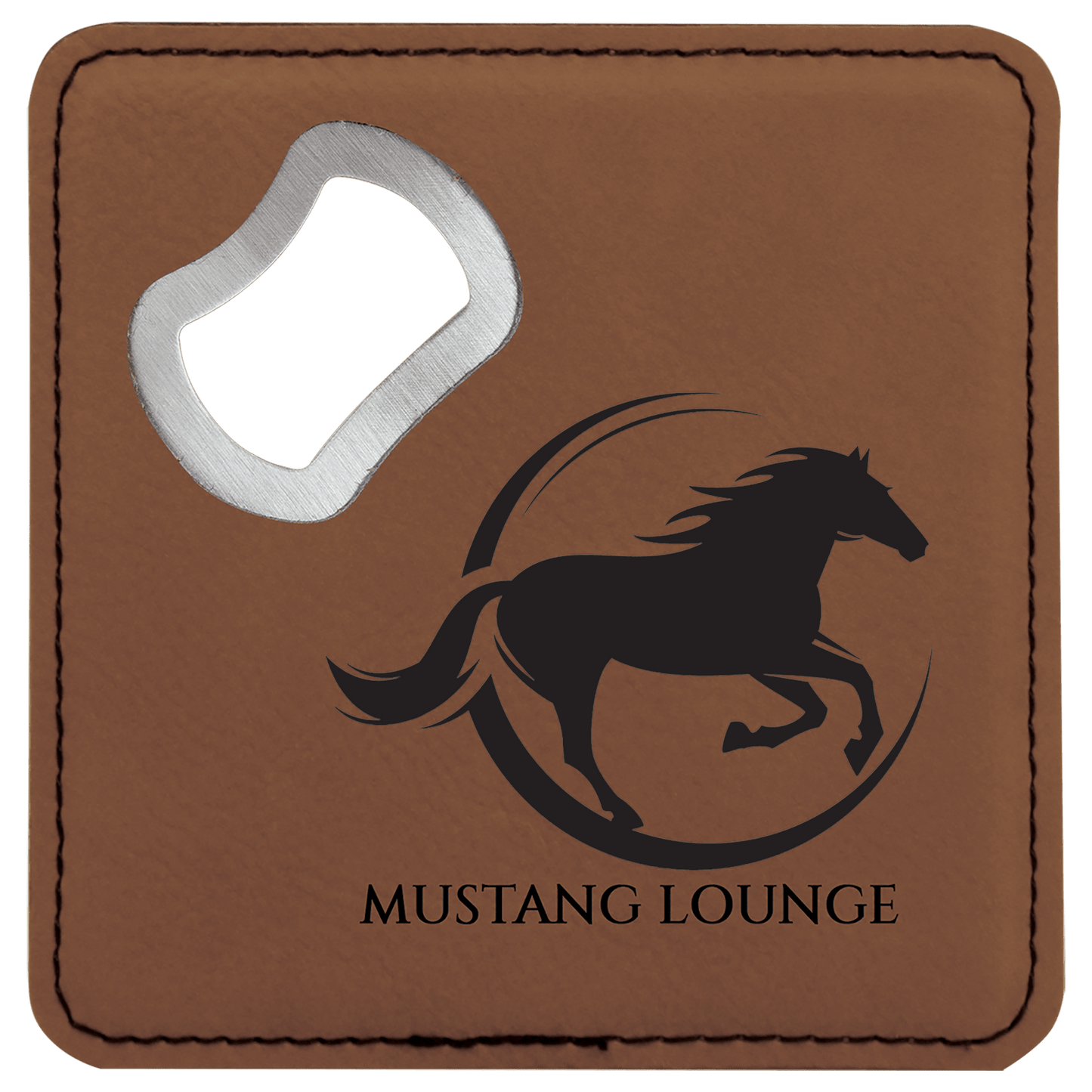 4" X 4" Laserable Leatherette Bottle Opener Coaster
