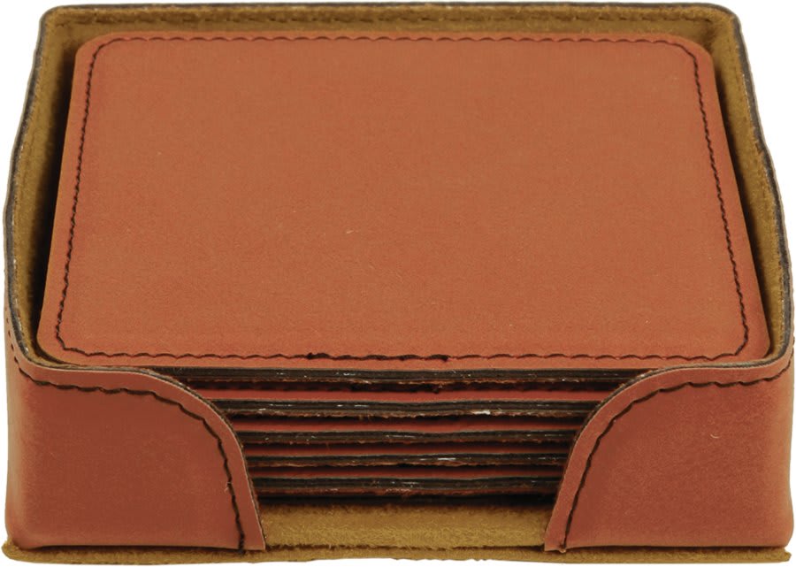 4" X 4" Laserable Leatherette 6-Coaster Set