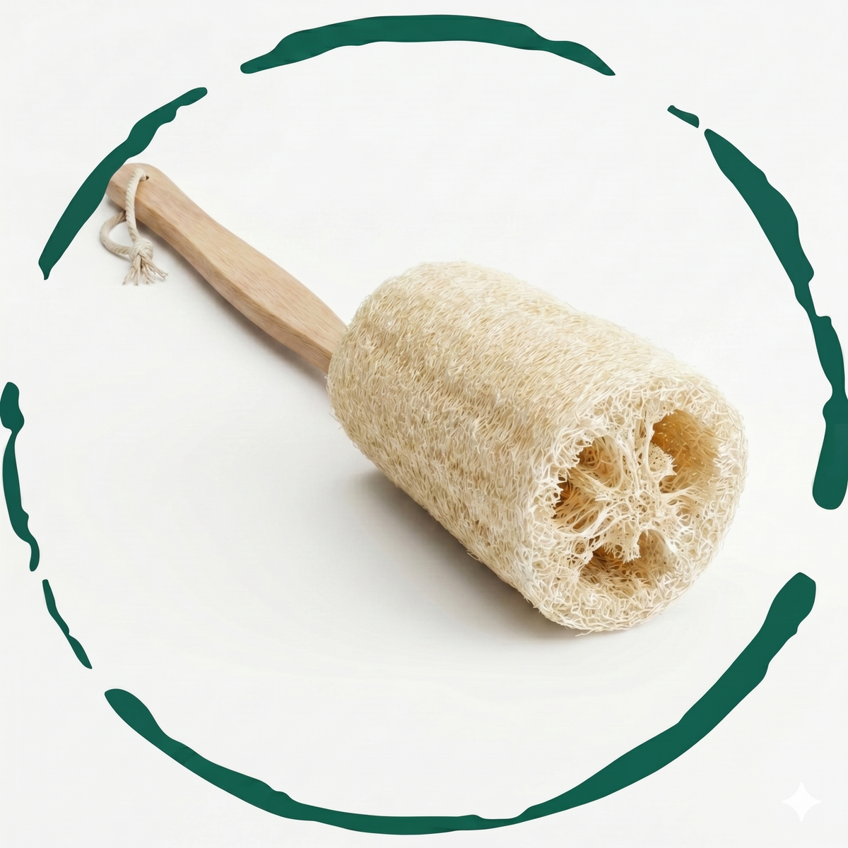 Natural Loofah Bath Brush W/Long Handle.