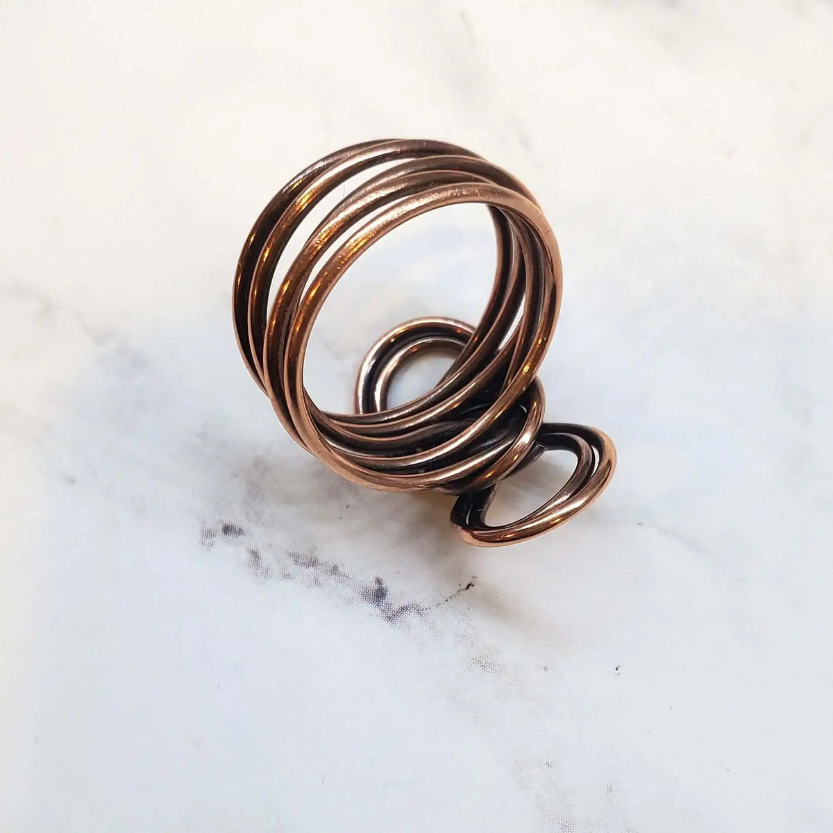 Handmade Copper Sculpted Double Infinity Eternity Ring