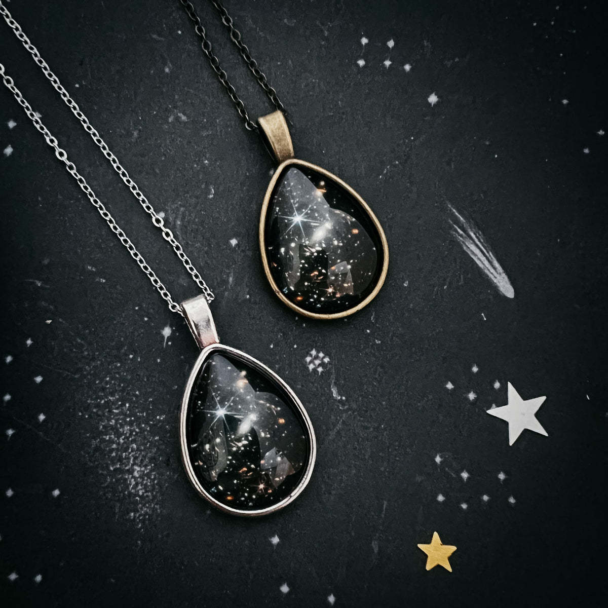 JWST Deep Field Drops in Cosmic Ocean Teardrop Necklace