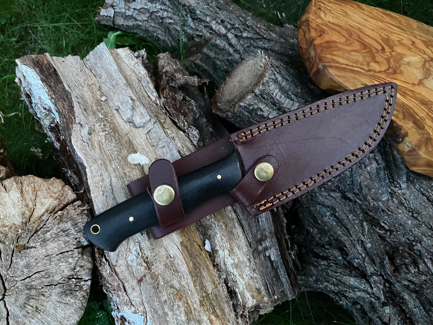 Custom Handmade Forged Damascus Steel Brush-Craft Blade With C-Fiber Scales TK-012