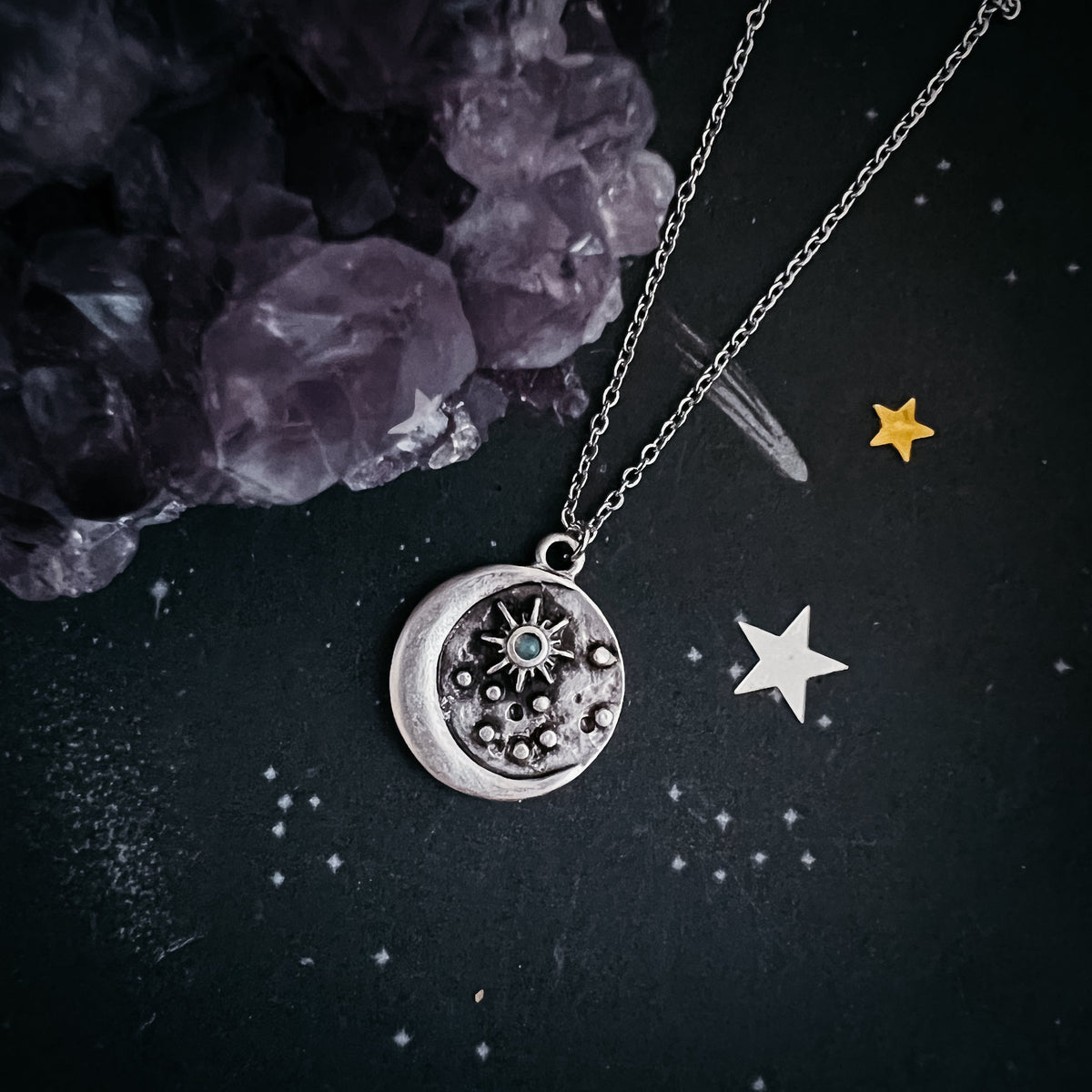 North Star Pendant Necklace With Opal
