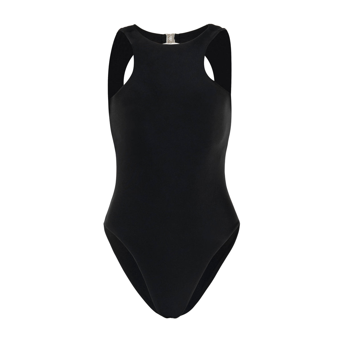 The Jupiter Open-Back Recycled One-Piece Swimsuit in Black