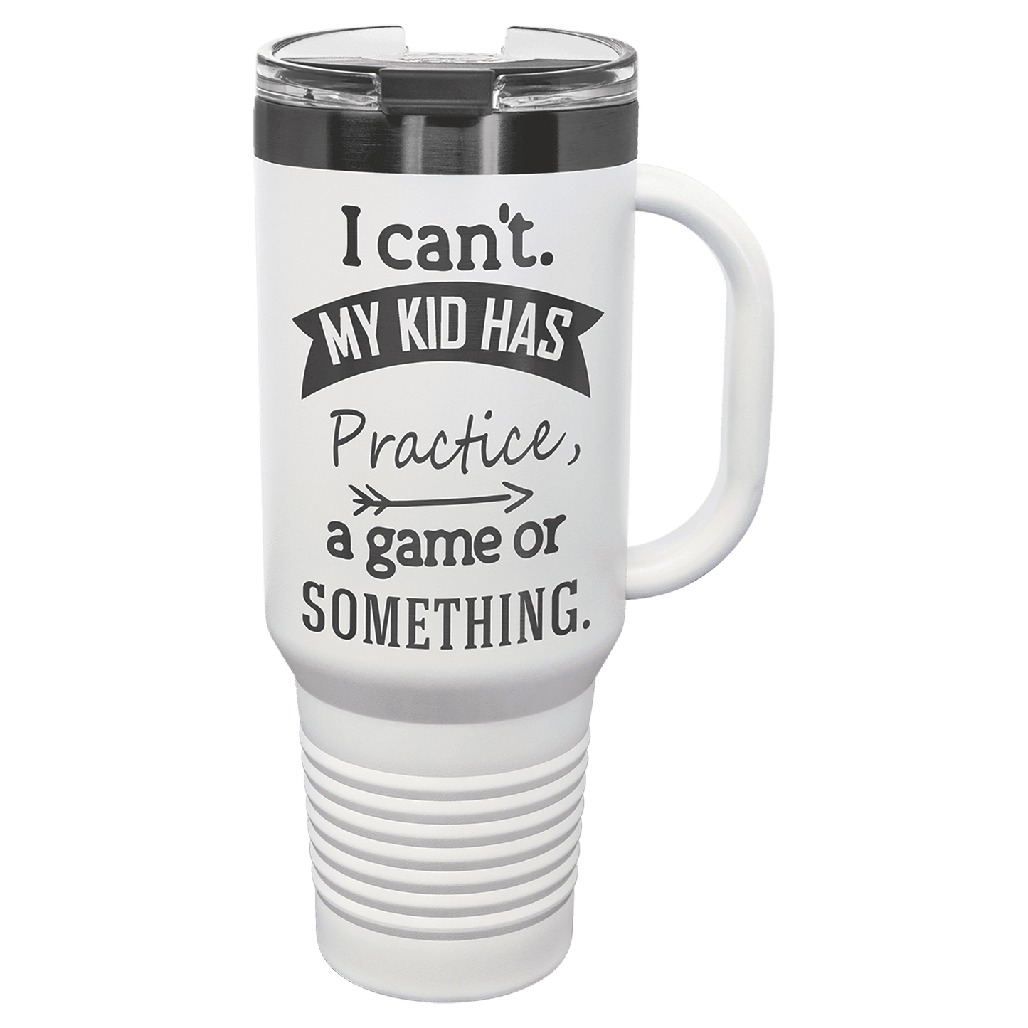 Polar Camel 40 Oz. White/Ghost Black Travel Mug With Handle & Straw