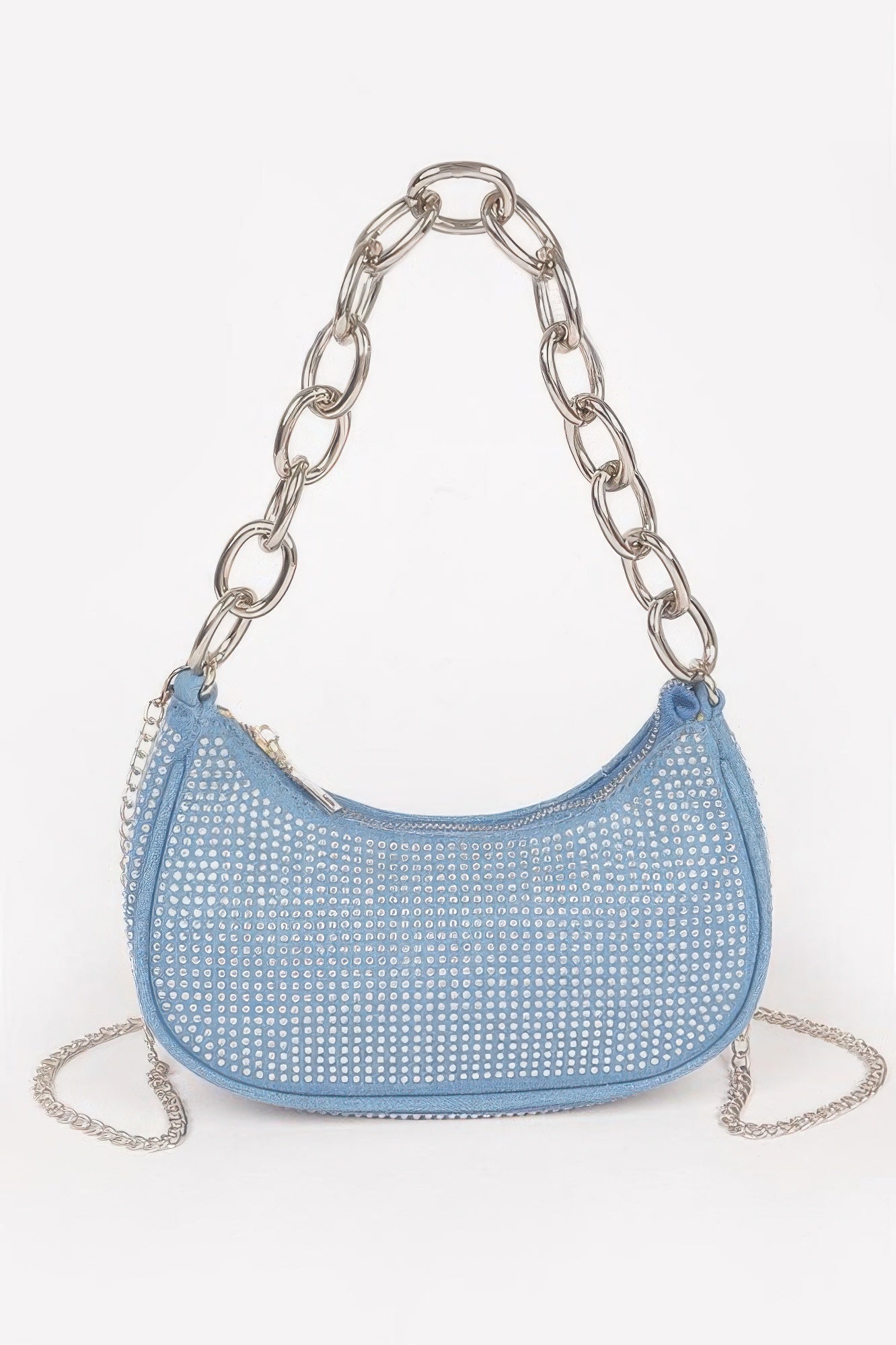 NOHO Hot Fix Stone Small Hobo Bag With Chain: BYMANYC ® New York
