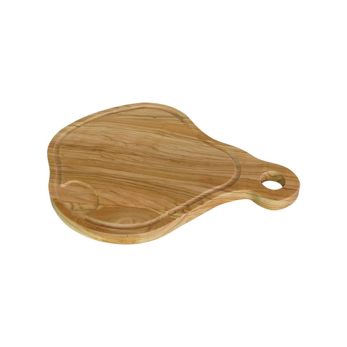 OLIVE WOOD PEAR-Shape CUTTING BOARD Handle -- 13.4 X 10"