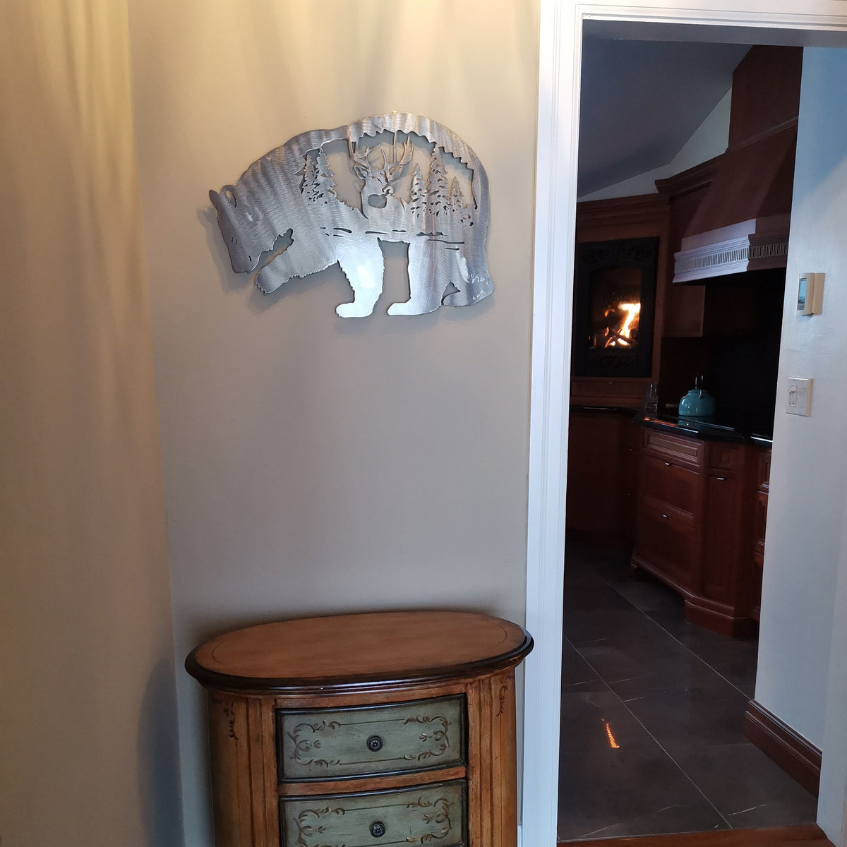 Bear and Stag Metal Wall Art, Silver