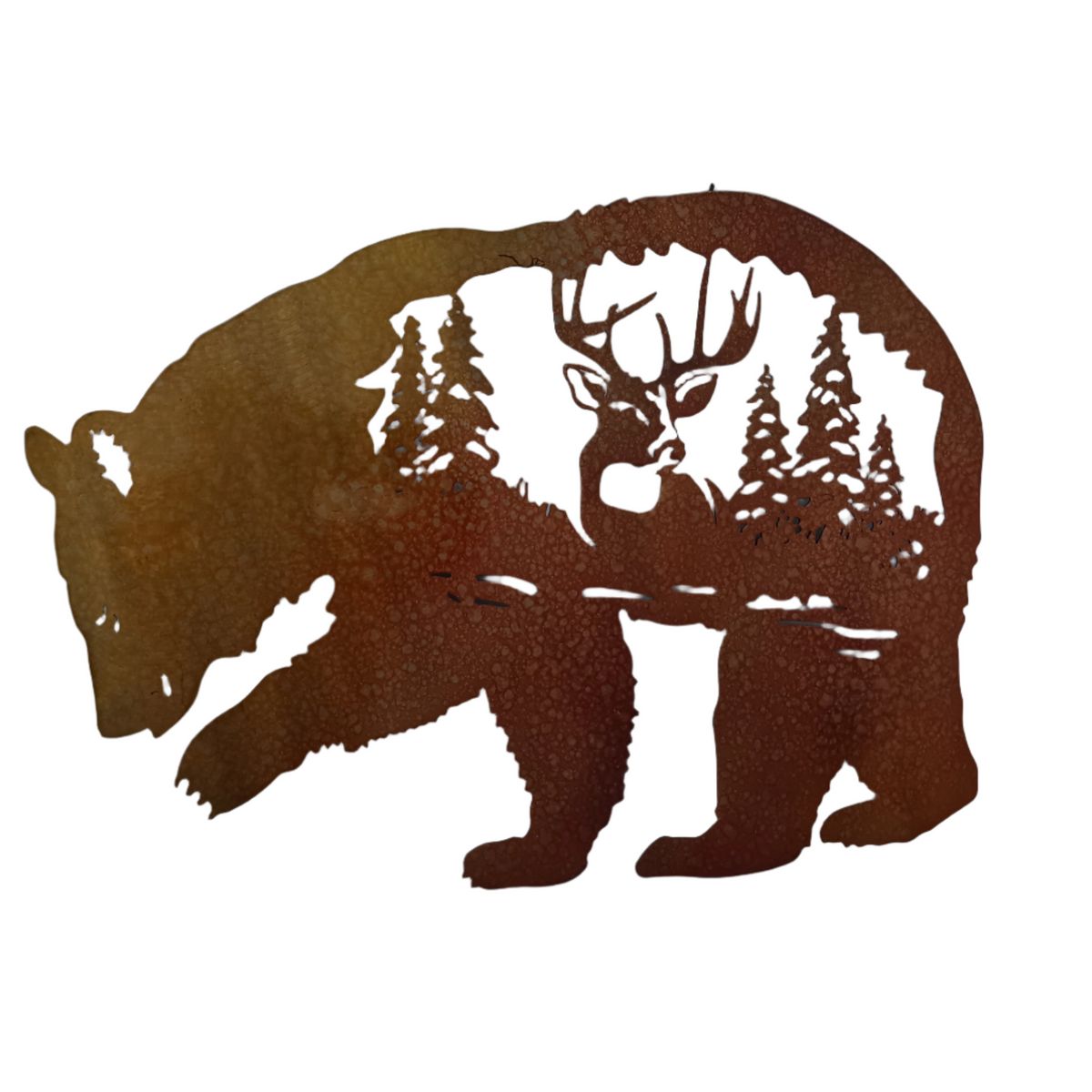 Bear and Stag Metal Wall Art, Rust