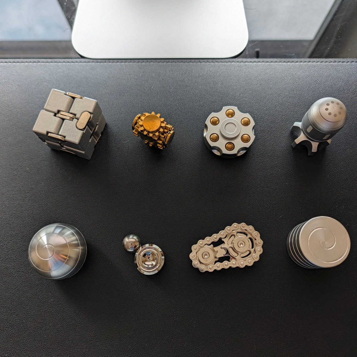 Set of 8 -Metal Desk Fidget & Kinetic Toy Collection