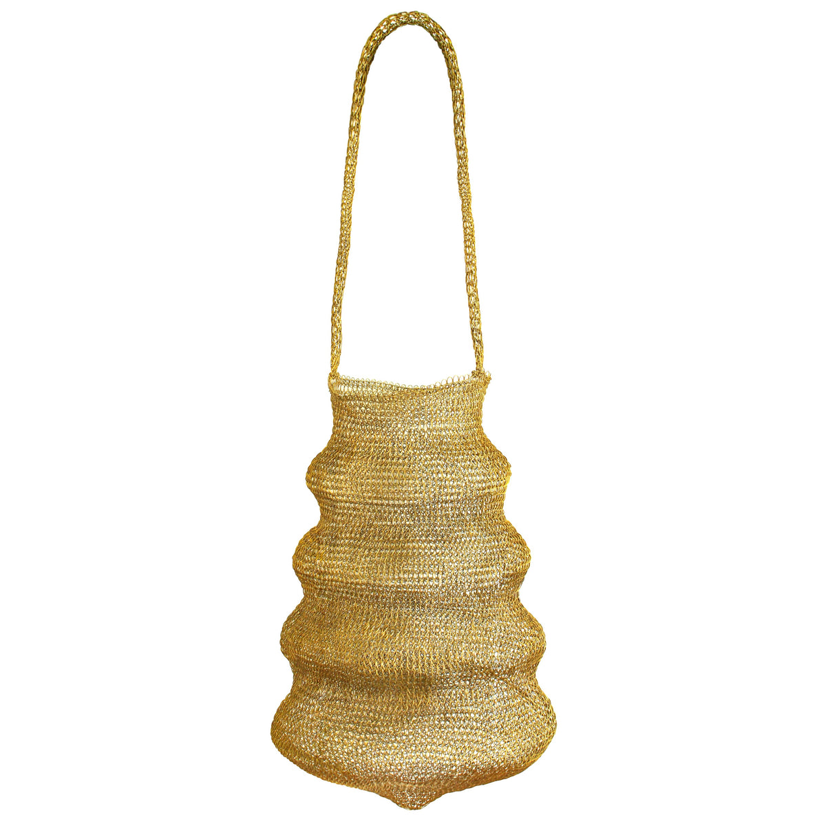 SHELL Handwoven Wire Bag in Dark Gold