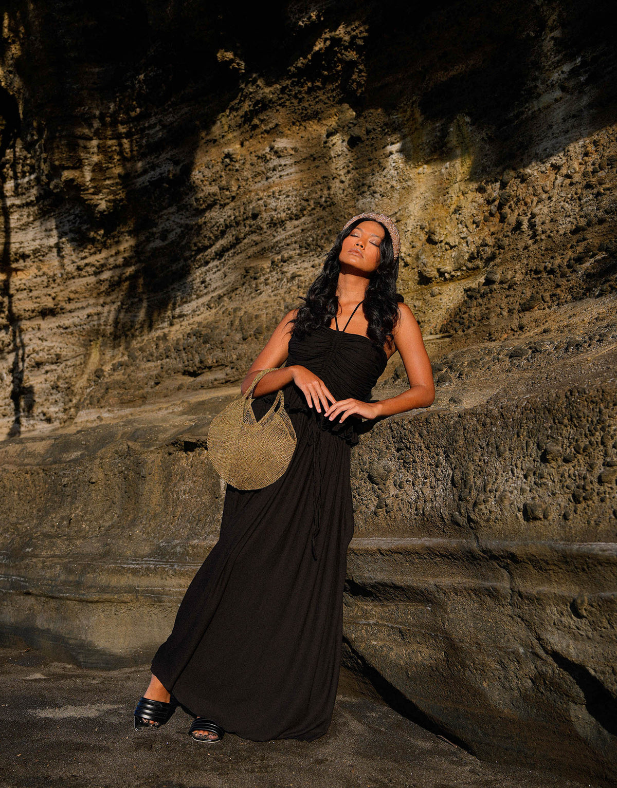 The Sol Mesh Wire Tote Bag in Dark Gold