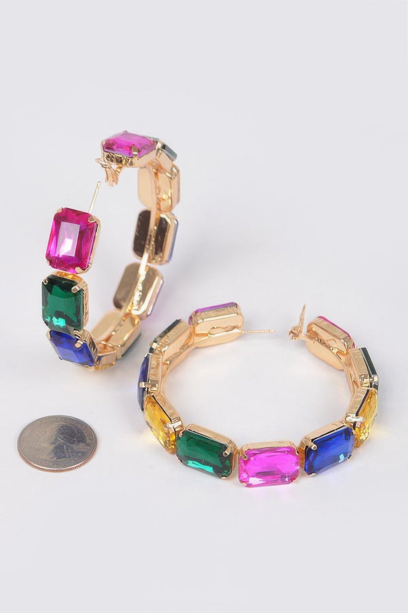 ST. MARKS Multicolor Stone Hoop Earrings: NYFW BYMANYC ® New York