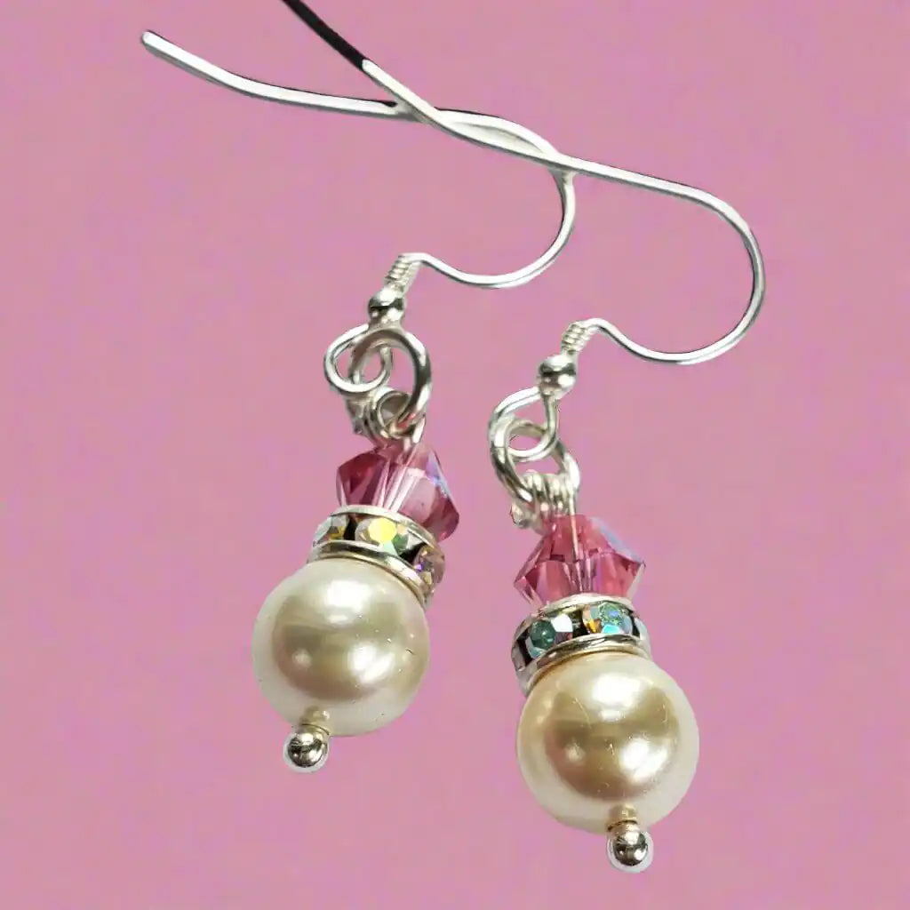 Various Color Swarovski Crystal Pearl Stack Earrings