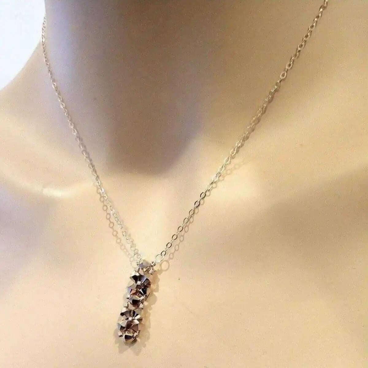 Super Sparkly Rose Gold Rock Candy Crystal Bar Necklace