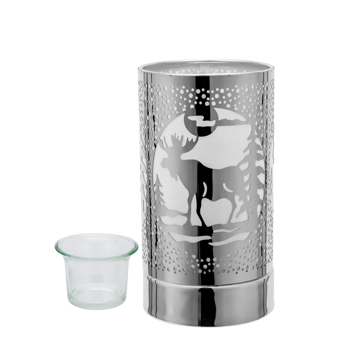 7" Touch Lamp-Fragrance Wax Melts Warmer -Electric Candle Essential Oil Burner-Metal Table Decor -Silver Moose