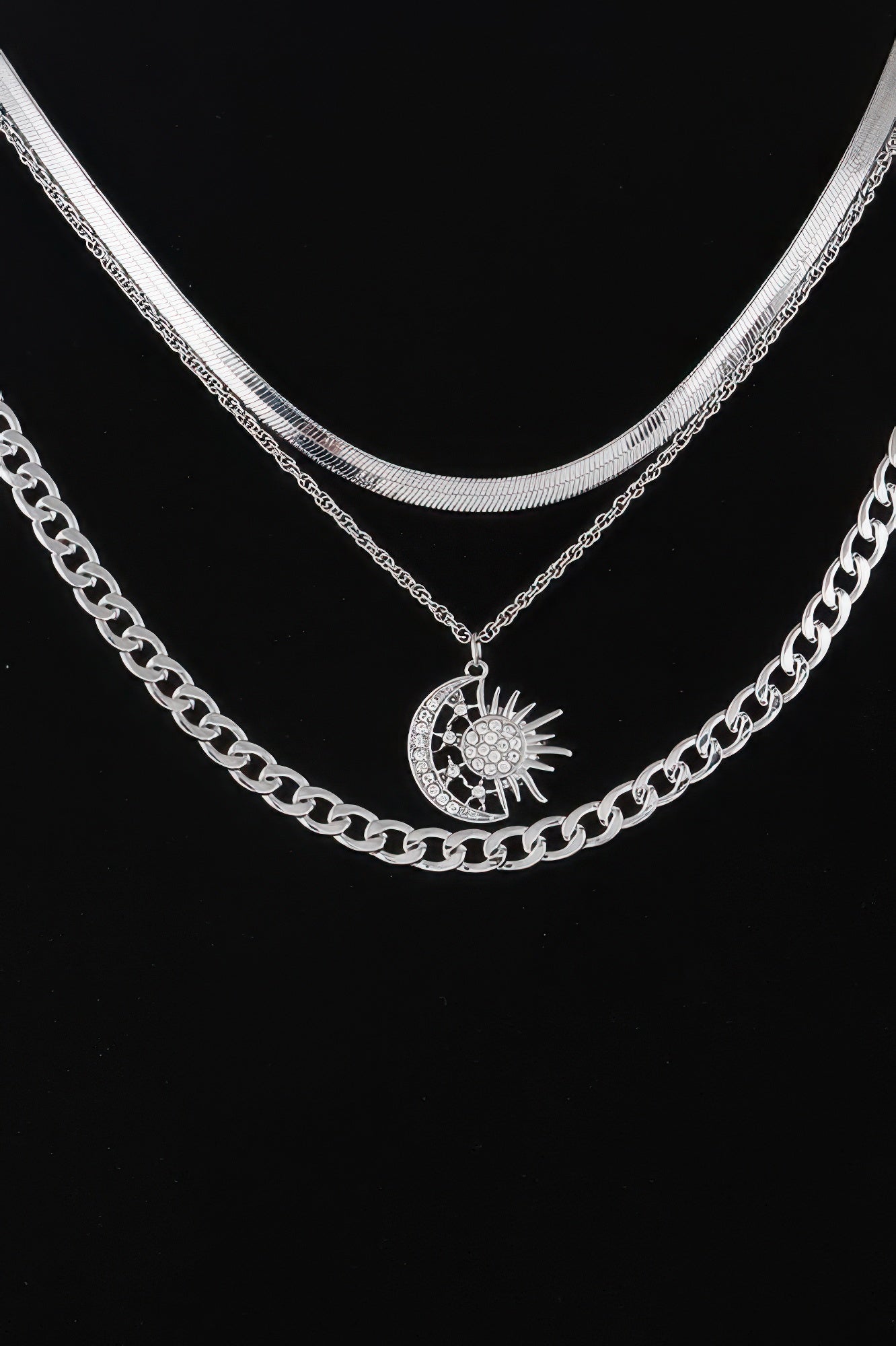 Women's Celestial Sun & Moon Chain Necklace BYMANYC ® New York CONTEMPORARY VIBRANT MODERN JEWELRY - New Collection