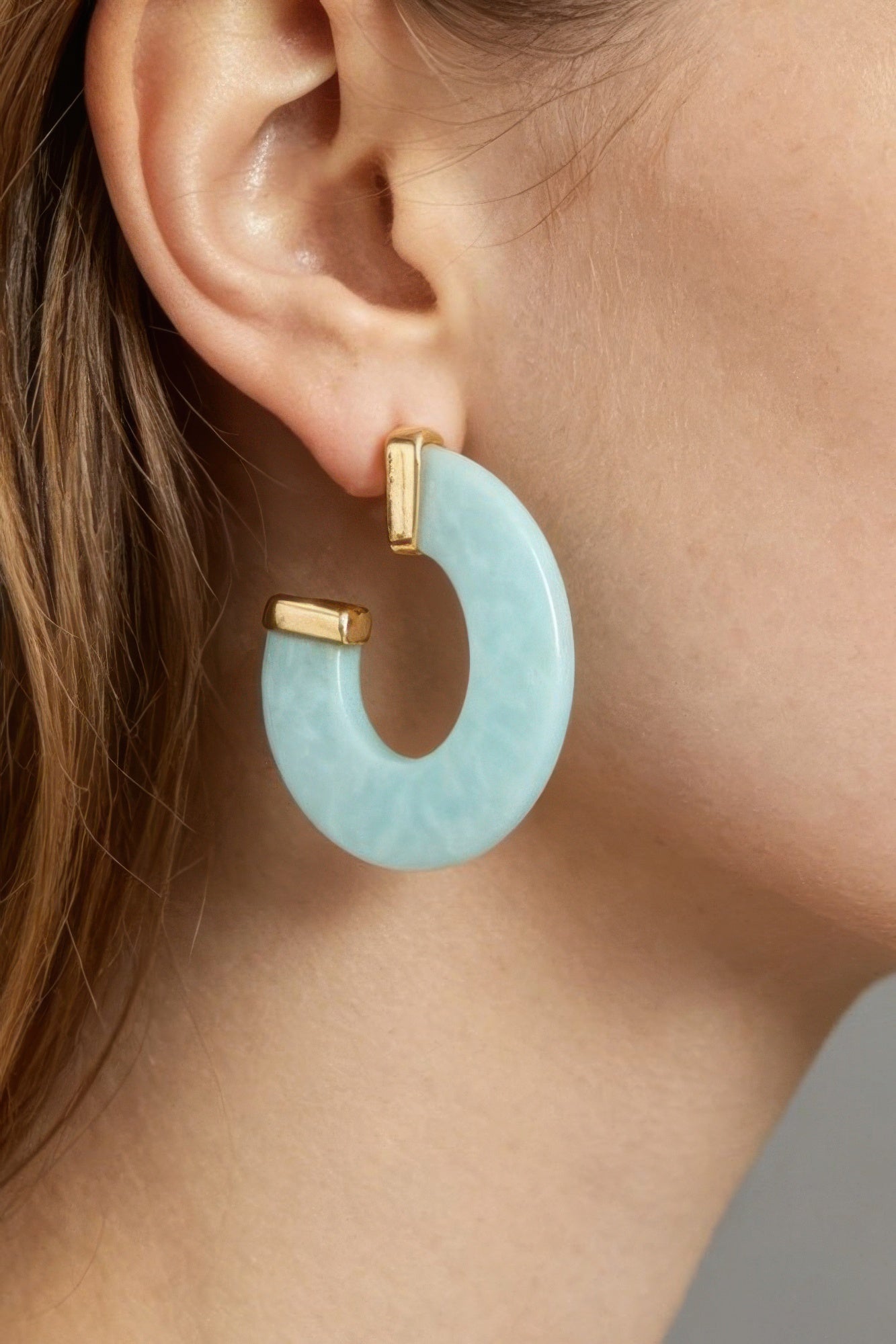 Women's Hoop Earrings Marble Stone Open BYMANYC ® New York CONTEMPORARY ORGANIC RESIN HOOPS - New Collection