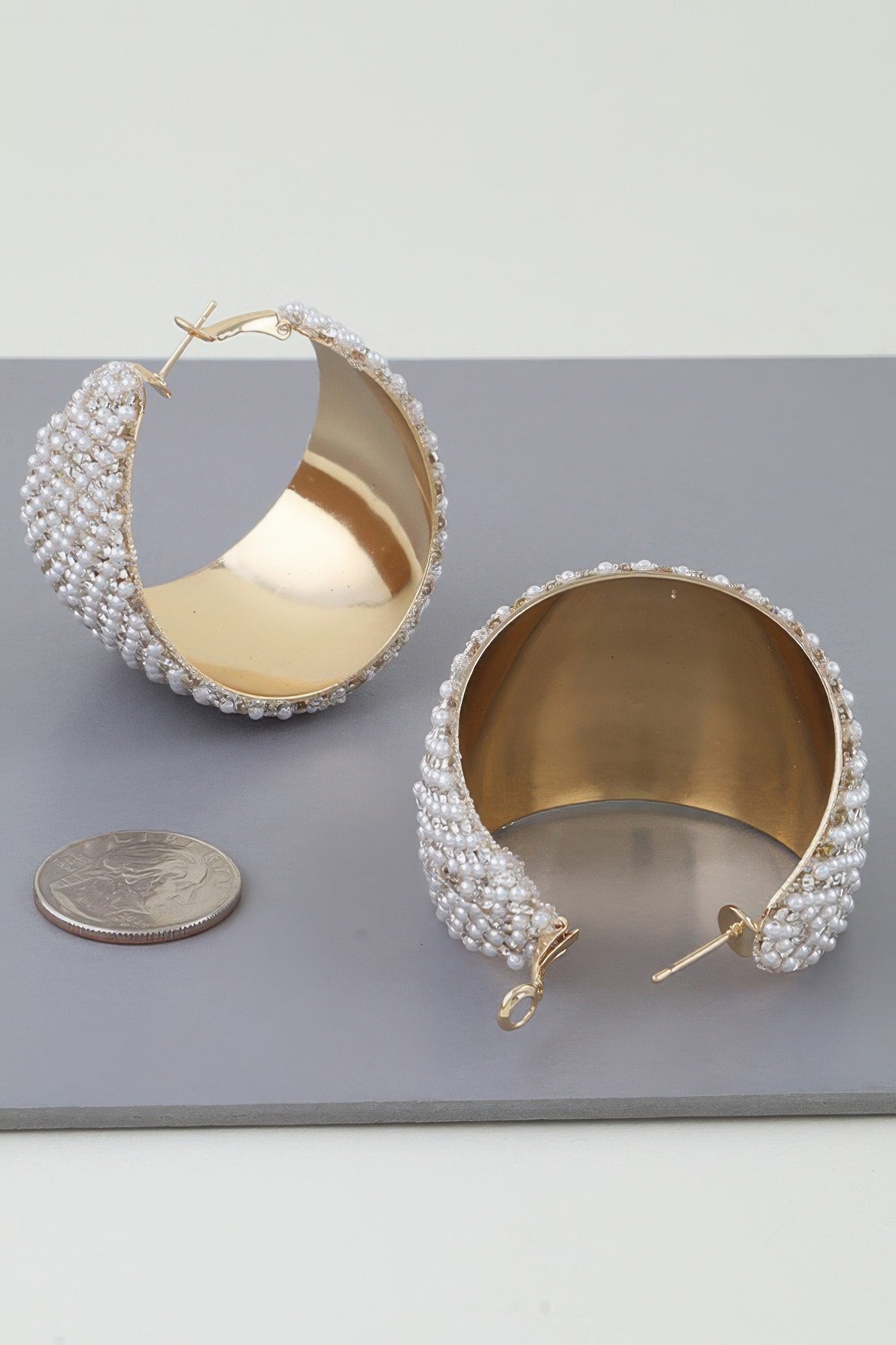 Women's Earrings Hoops Pearl BYMANYC ® New York HUDSON CRESCENT - New Collection