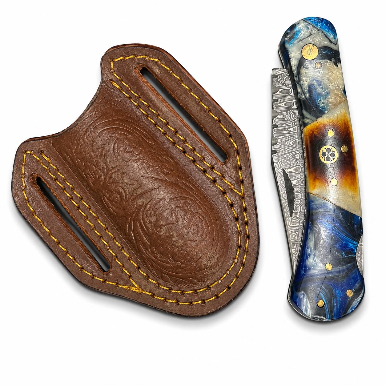 Titan Ocean Storm Damascus Folding Knife TFT-114