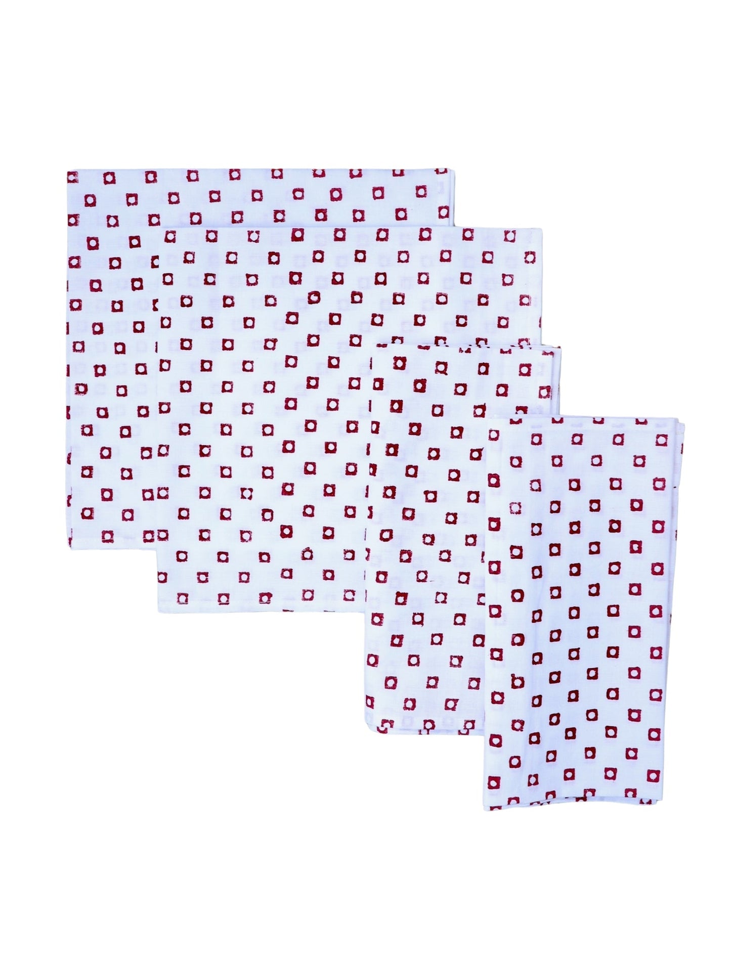 Cloth Napkins- Red Squares - Set of 4