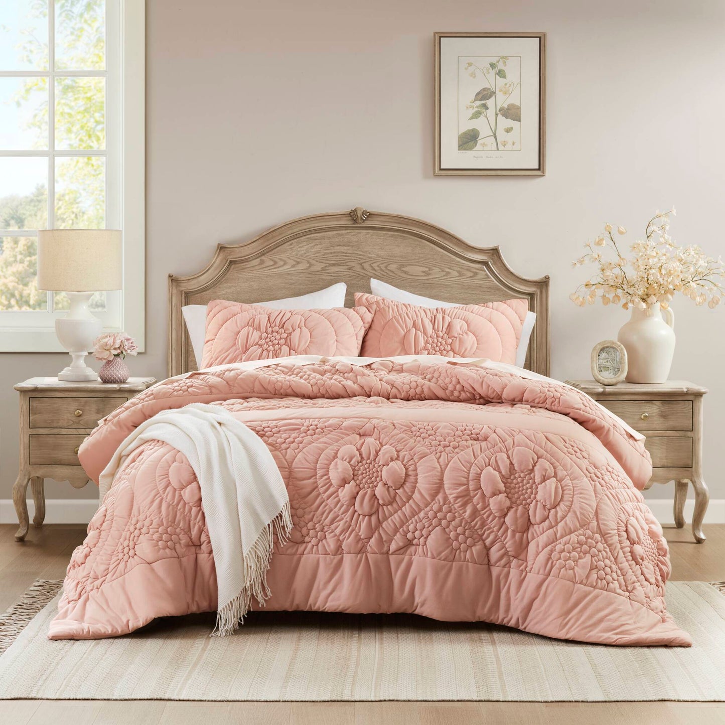 3-Piece Full/Queen Comforter Set,Pink