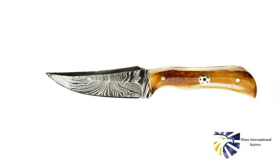 Hand Forged Damascus Knife Neck Knife TD-178 Burnt Bone